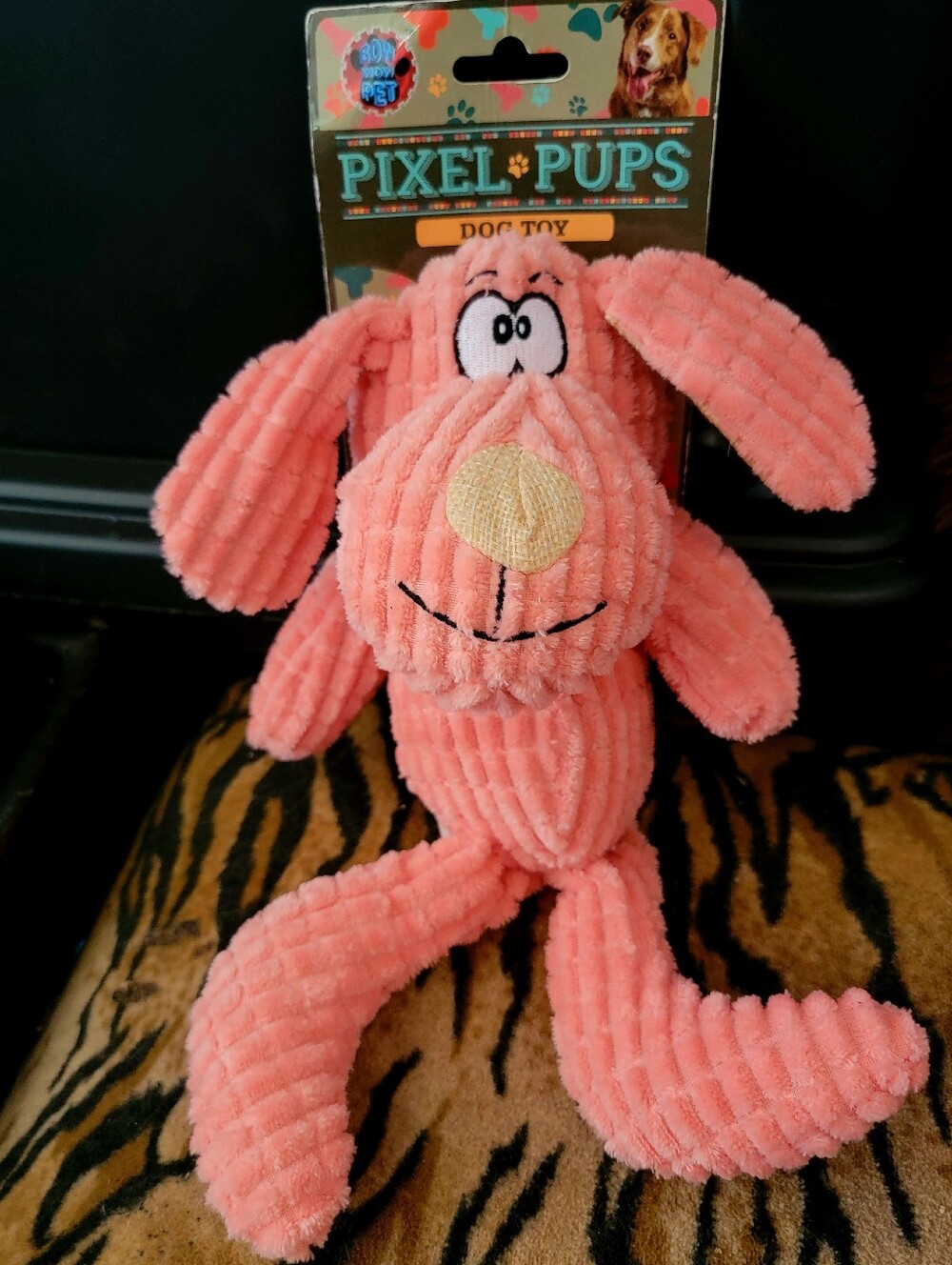 Pixel Pups Dog Pink Stuffed Plush Dog Toy W Squeak Sz Sm Med Ea.